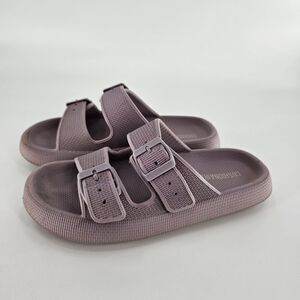 Cushionaire 9 sandals slip on slides purple summer vacation comfy